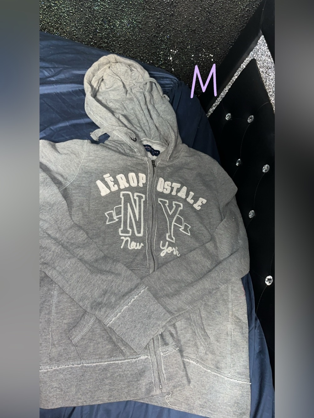 Aeropostale Light Gray NY Zip-Up Hoodie